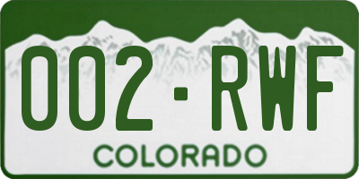 CO license plate 002RWF