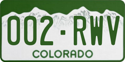 CO license plate 002RWV