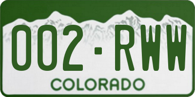 CO license plate 002RWW