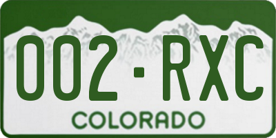 CO license plate 002RXC