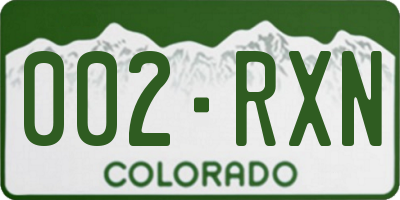 CO license plate 002RXN