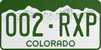 CO license plate 002RXP