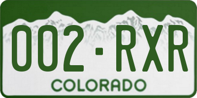 CO license plate 002RXR