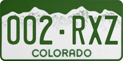 CO license plate 002RXZ