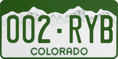 CO license plate 002RYB