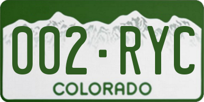CO license plate 002RYC