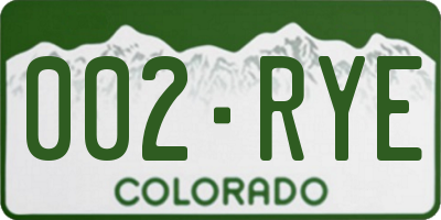CO license plate 002RYE