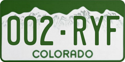 CO license plate 002RYF