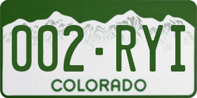 CO license plate 002RYI