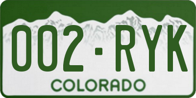 CO license plate 002RYK