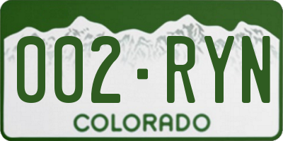 CO license plate 002RYN