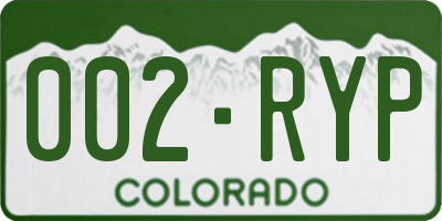 CO license plate 002RYP