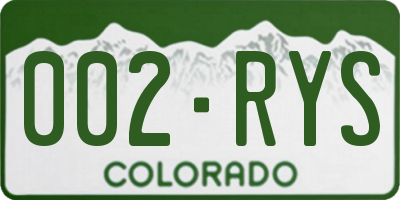 CO license plate 002RYS