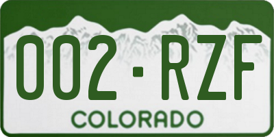 CO license plate 002RZF