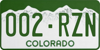 CO license plate 002RZN