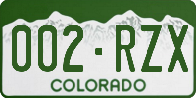 CO license plate 002RZX