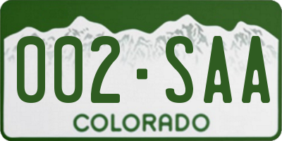 CO license plate 002SAA