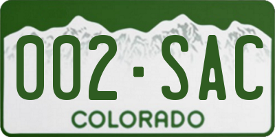 CO license plate 002SAC