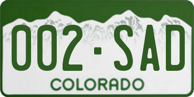 CO license plate 002SAD