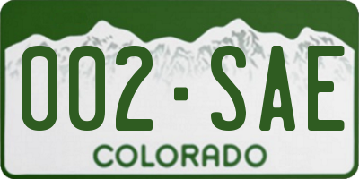 CO license plate 002SAE