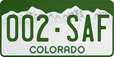 CO license plate 002SAF