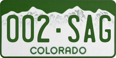 CO license plate 002SAG