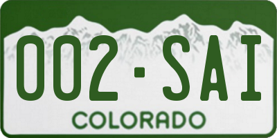 CO license plate 002SAI