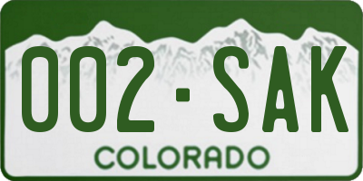 CO license plate 002SAK