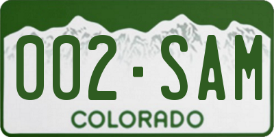CO license plate 002SAM
