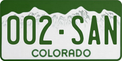 CO license plate 002SAN