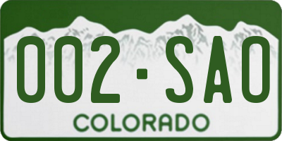 CO license plate 002SAO