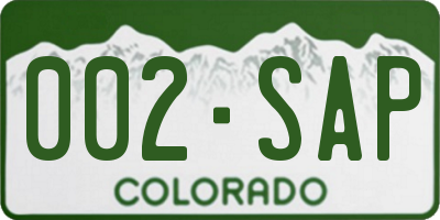 CO license plate 002SAP
