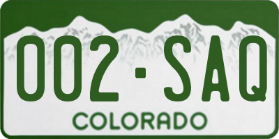 CO license plate 002SAQ