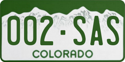 CO license plate 002SAS
