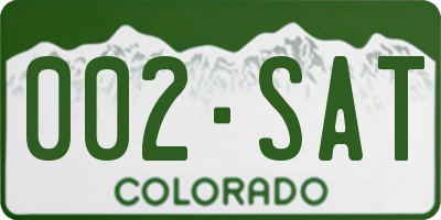CO license plate 002SAT