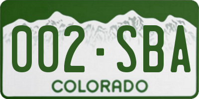 CO license plate 002SBA
