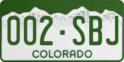 CO license plate 002SBJ