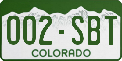 CO license plate 002SBT