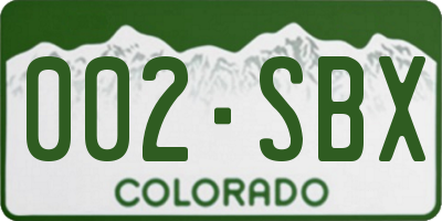 CO license plate 002SBX