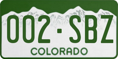 CO license plate 002SBZ
