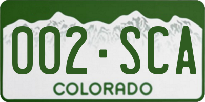 CO license plate 002SCA