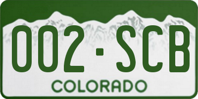 CO license plate 002SCB