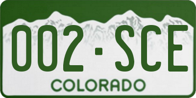 CO license plate 002SCE
