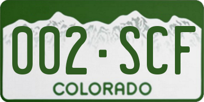 CO license plate 002SCF