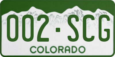 CO license plate 002SCG