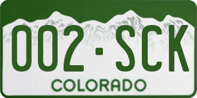 CO license plate 002SCK