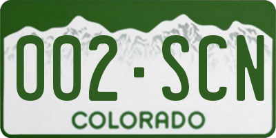 CO license plate 002SCN