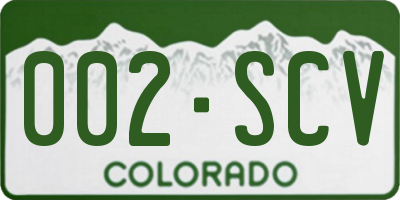 CO license plate 002SCV