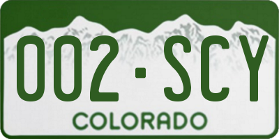 CO license plate 002SCY