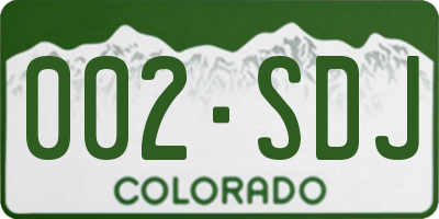 CO license plate 002SDJ